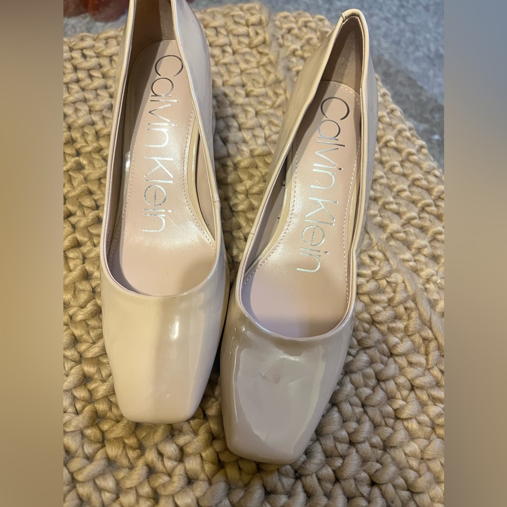 NEW Calvin Klein Patent Leather Nude Shoes